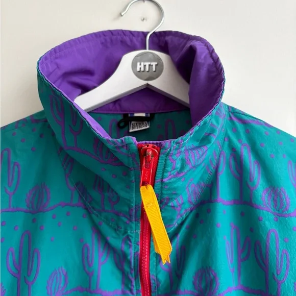 Sierra Designs Teal and Purple Cactus Windbreaker Jacket - Picture 4 of 6